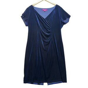 Changes By Together Womens Ruched Velvet Midi Dress Size 18 Midnight Blue Party